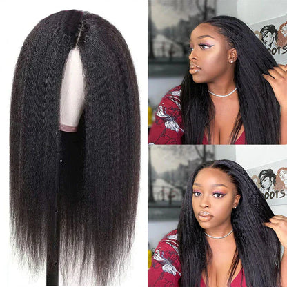 7X5 Pre Cut HD Lace Closure Wigs Glueless Kinky Straight Human Hair Wigs With Deep Part