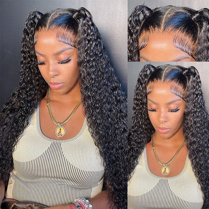 (Air Cap) 4x4/13x4 Pre-Cut Lace Wig Put On And Go Curly Human Hair Wig with Breathable Cap Beginner Wig