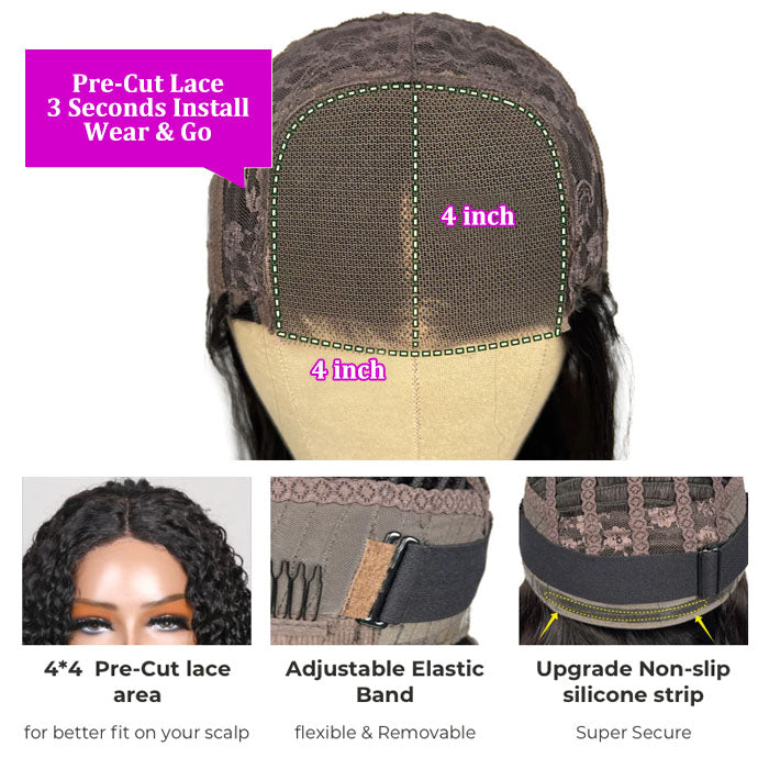 Glueless Pre-Cut HD Lace Wig Put On And Go Deep Wave Human Hair Wig with Breathable Cap Beginner Friendly