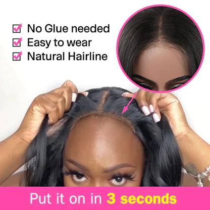 Put On And Go Glueless Lace Closure Wig Pre Cut HD Lace with Natural Hairline Beginner Friendly