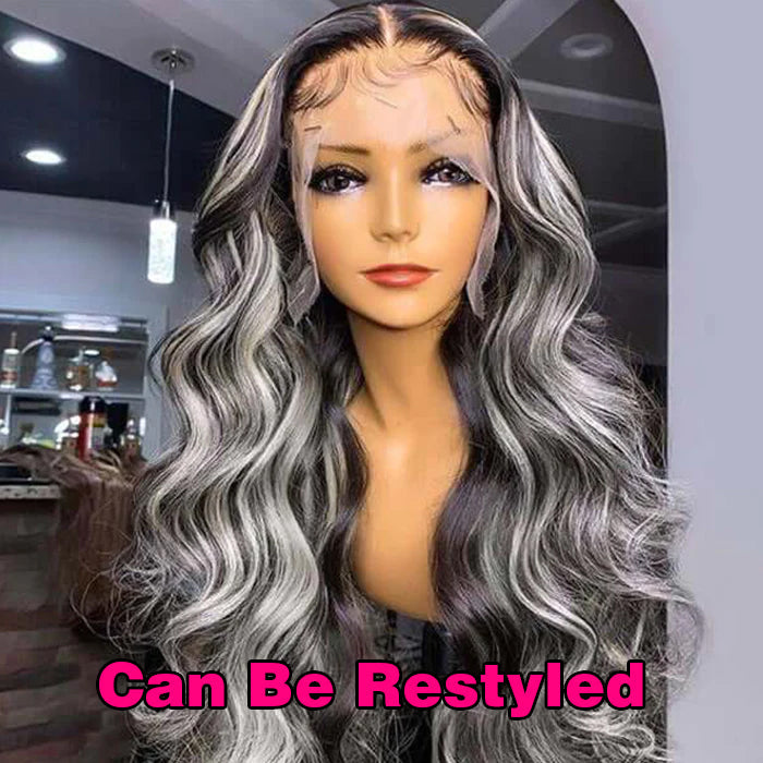 Subella Blonde Highlights HD Lace Front Wigs 13x4/13x6 Glueless Wigs Black Wig with #613 Blonde Highlight