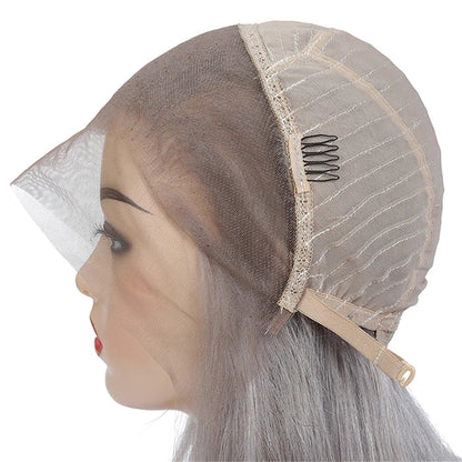 Grey Human Hair Straight Wig 13x4 HD Lace Frontal Wig Colored Human Hair Wigs For Women