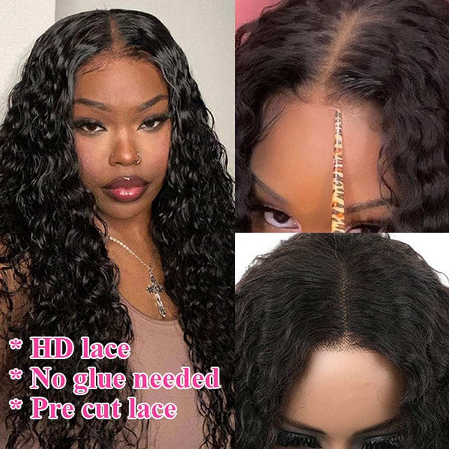 Pre Cut HD Lace Wigs 8x5 Lace Closure Wigs Curly Pre-Bleached Mini Knots Curly Human Hair Wigs