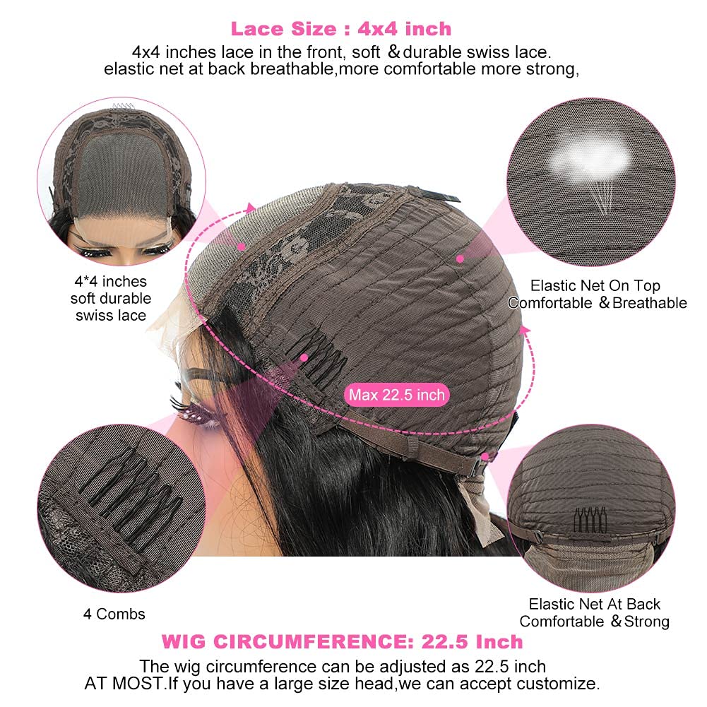 20''=$89 4X4 HD Transparent Lace Closure Wigs Body Wave Wig Pre Plucked With Baby Hair Special Offer