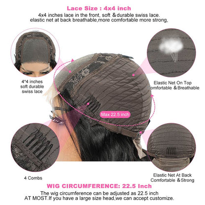 20''=$89 4X4 HD Transparent Lace Closure Wigs Body Wave Wig Pre Plucked With Baby Hair Special Offer