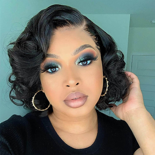 Glueless Body Wave Bob Wigs Pre Cut Lace Front Wig 12A Grade Short Cut Style