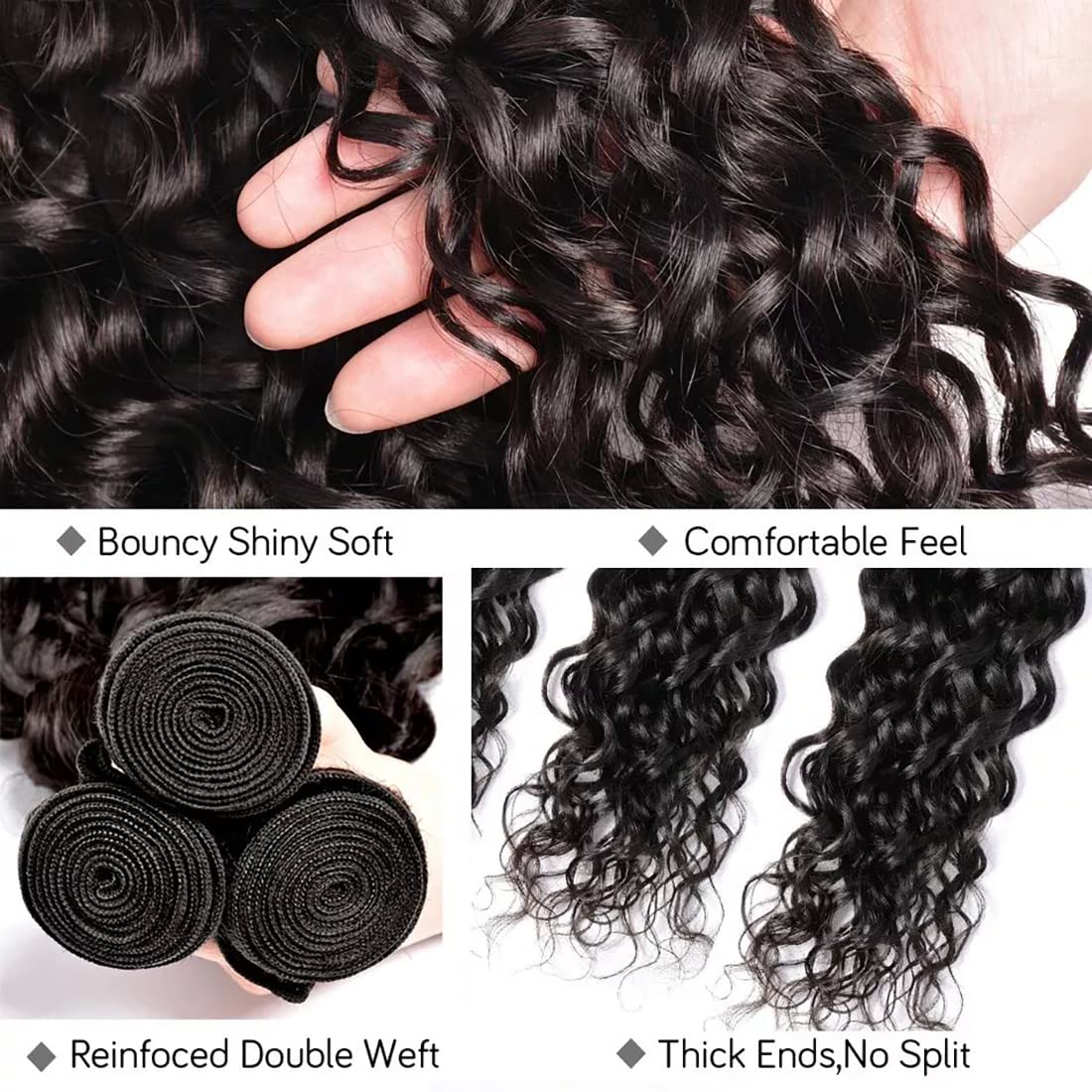 Brazilian Water Wave Virgin Human Hair 3 Bundles 100% Unprocessed Virgin Human Hair Extension