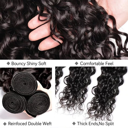 Brazilian Water Wave Virgin Human Hair 3 Bundles 100% Unprocessed Virgin Human Hair Extension