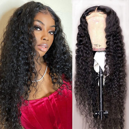 $89.9 Super Deal | 24Inch Water Wave 4x4 Transparent Lace Closure Wigs (No Code Available) Special Offer