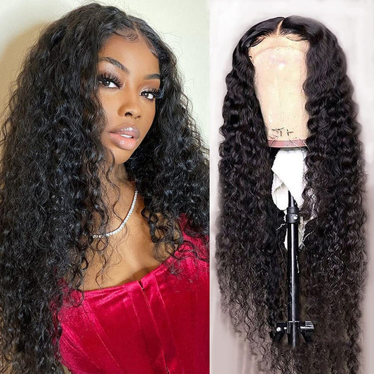 $89.9 Super Deal | 24Inch Water Wave 4x4 Transparent Lace Closure Wigs (No Code Available) Special Offer