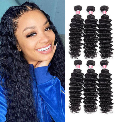 Deep Wave Virgin Hair Unprocessed Deep Wave Human Hair 3 Bundles