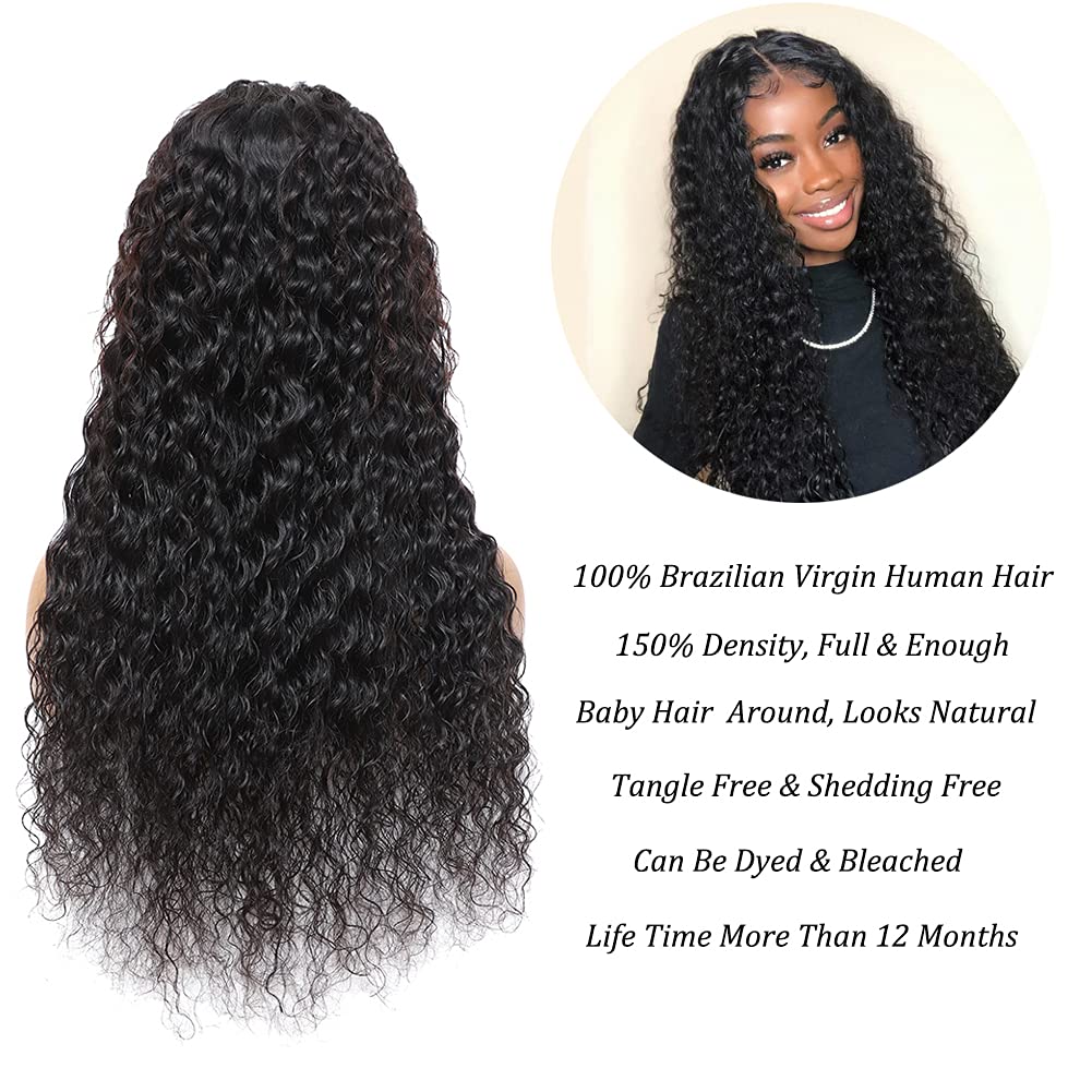 $89.9 Super Deal | 24Inch Water Wave 4x4 Transparent Lace Closure Wigs (No Code Available) Special Offer
