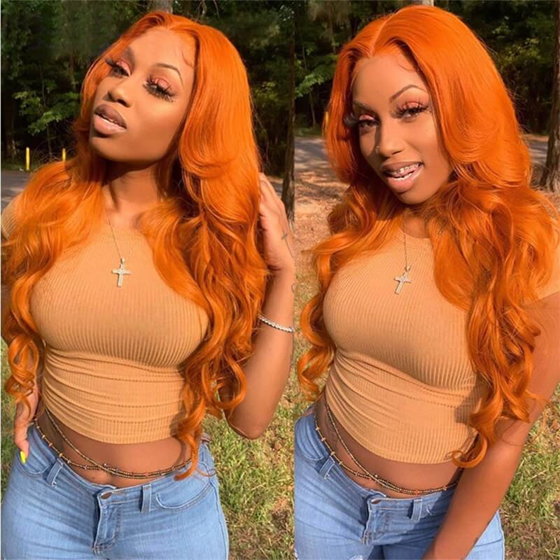Subella Hair Ginger Color 13x4 HD Lace Front Wig Body Wave Colored Human Hair Wigs