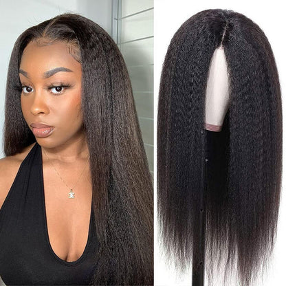 7X5 Pre Cut HD Lace Closure Wigs Glueless Kinky Straight Human Hair Wigs With Deep Part
