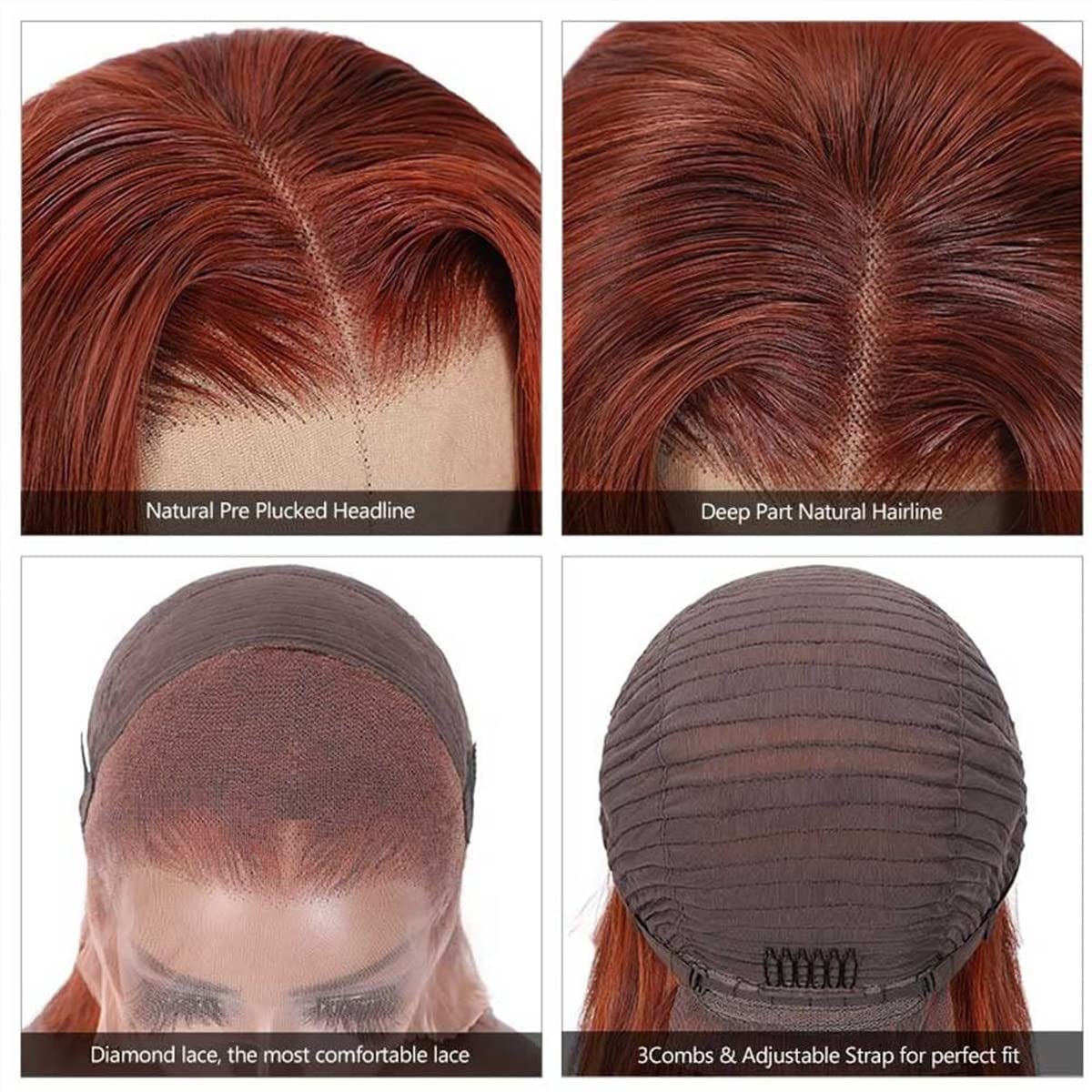 Reddish Brown Colored Human Hair Wig 13x4/4x4 HD Lace Front Wig Short Bob Wigs