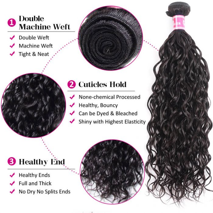 Brazilian Water Wave Virgin Human Hair 3 Bundles 100% Unprocessed Virgin Human Hair Extension