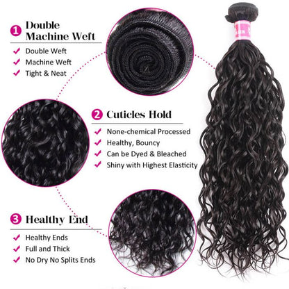 Brazilian Water Wave Virgin Human Hair 3 Bundles 100% Unprocessed Virgin Human Hair Extension
