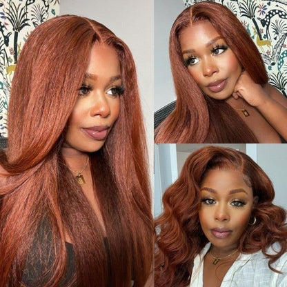 20"=$119 Kinky Straight #33 Reddish Brown Color 13x4 Lace Front Wig Glueless Lace wig Special Offer