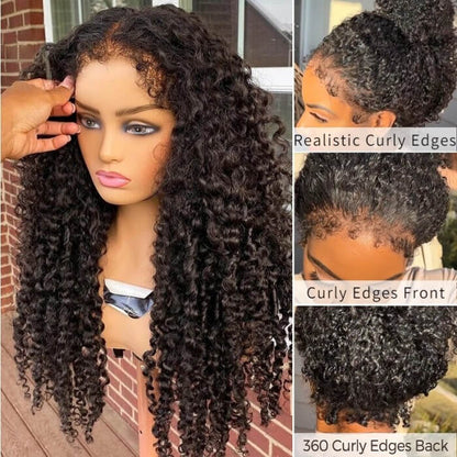 4C Curly Edge Lace Wig HD Lace Frontal Curly Human Hair Wig With Super Natural Hairline