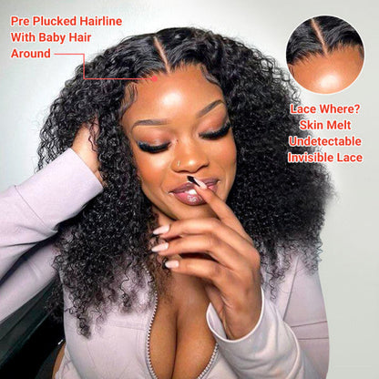Pre Cut Glueless Wig Pre Bleached Curly 8x5 Lace Closure Wig Pre Plucked Upgrade Tiny Knots Human Hair Wigs