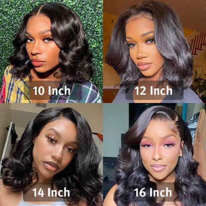 Curtain Bangs Short Wig Chic Retro Body Wave Glueless HD Lace Human Hair BOB Wigs
