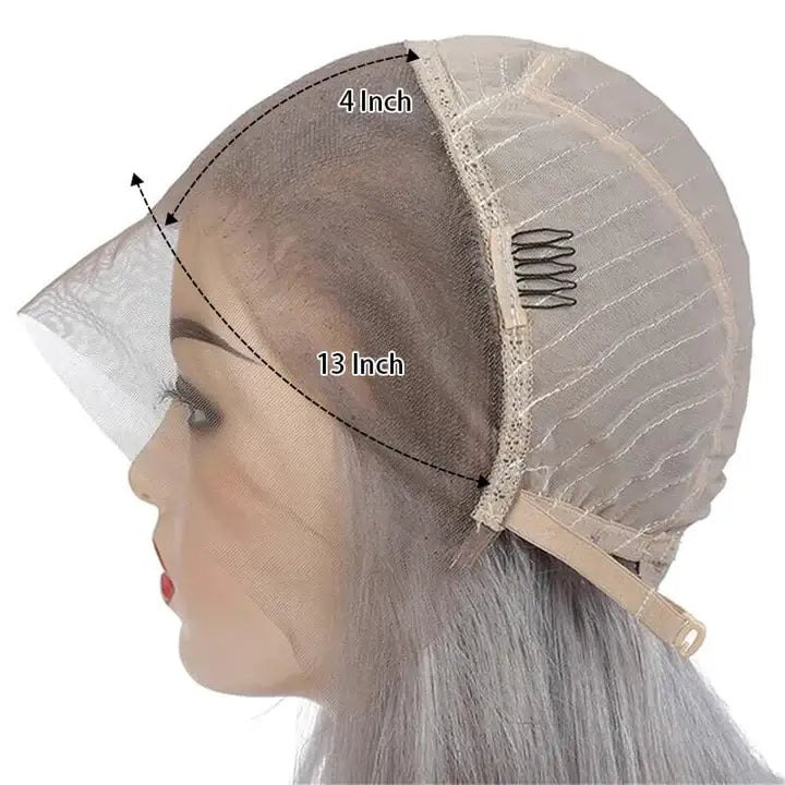 Grey Bob Wigs Straight 13x4 HD Transparent Lace Front Wigs 100% Human Virgin Hair Wigs
