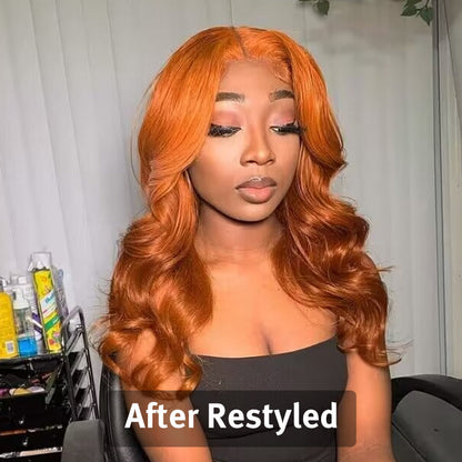 13x4 HD Lace Front Wigs Orange Ginger Color Straight Human Hair Wigs