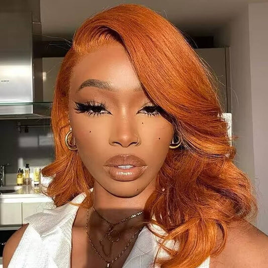 Ginger Color Body Wave Wig 13x4 Lace Front Wigs Glueless Human Hair Wig