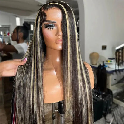 Blonde Highlight 8*5 Pre Cut HD Lace Closure Wigs #P1B/27 Color Glueless Put On And Go Wig