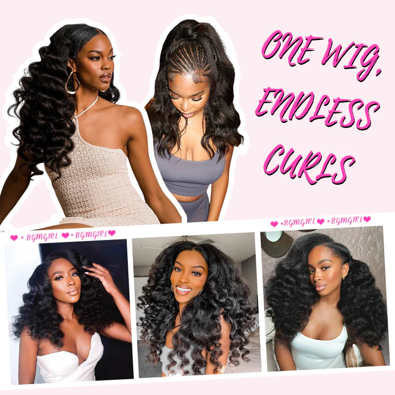 Kinky Straight 3 In 1 Half Wig Drawstring Band Wear Go Wig Invisible Hairline BGMgirl Hair