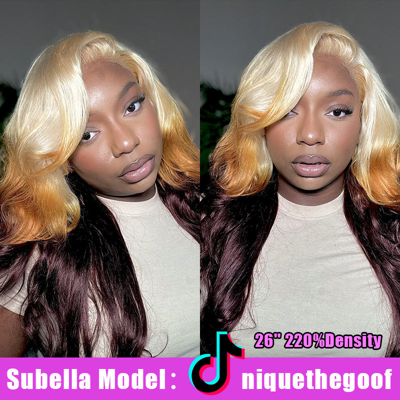 613 Blonde Ombre Lace Front Wig Brazilian Body Wave Human Hair Wigs Pre Plucked