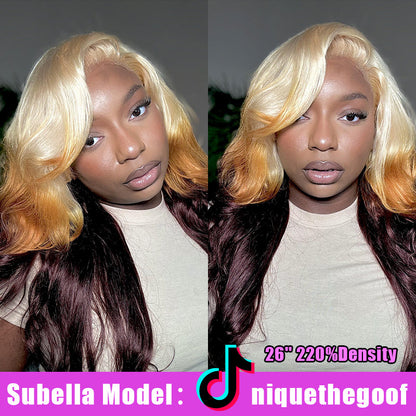 613 Blonde Ombre Lace Front Wig Brazilian Body Wave Human Hair Wigs Pre Plucked