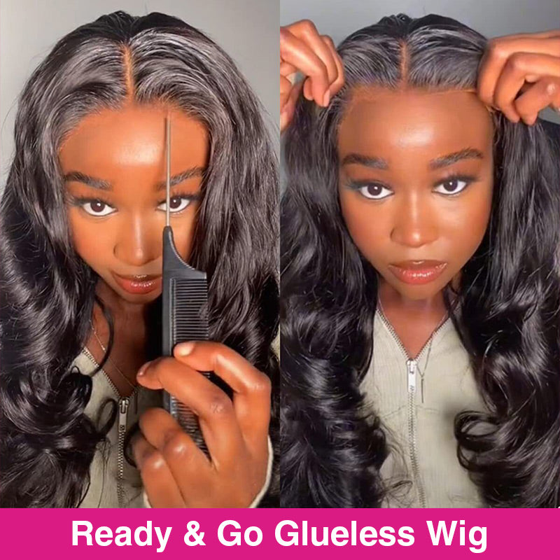 Subella Hair Ready and Go Glueless Wigs Pre Cut 8x5 HD Lace Body Wave Wig Undetectable Lace Closure Pre Bleached Knots Human Hair Wigs