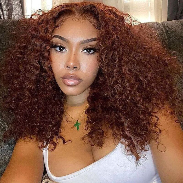 #33 Dark Auburn Color Short Reddish Brown Bob Wig 13x4/4x4 Bob Lace Frontal Wigs
