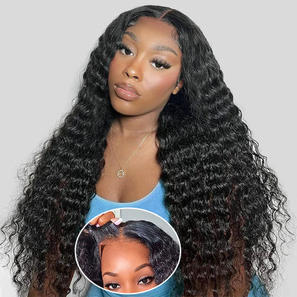 8x5 Pre Cut HD Lace Glueless Wig Deep Wave Human Hair Wigs For Sale 180% Density Special Offer
