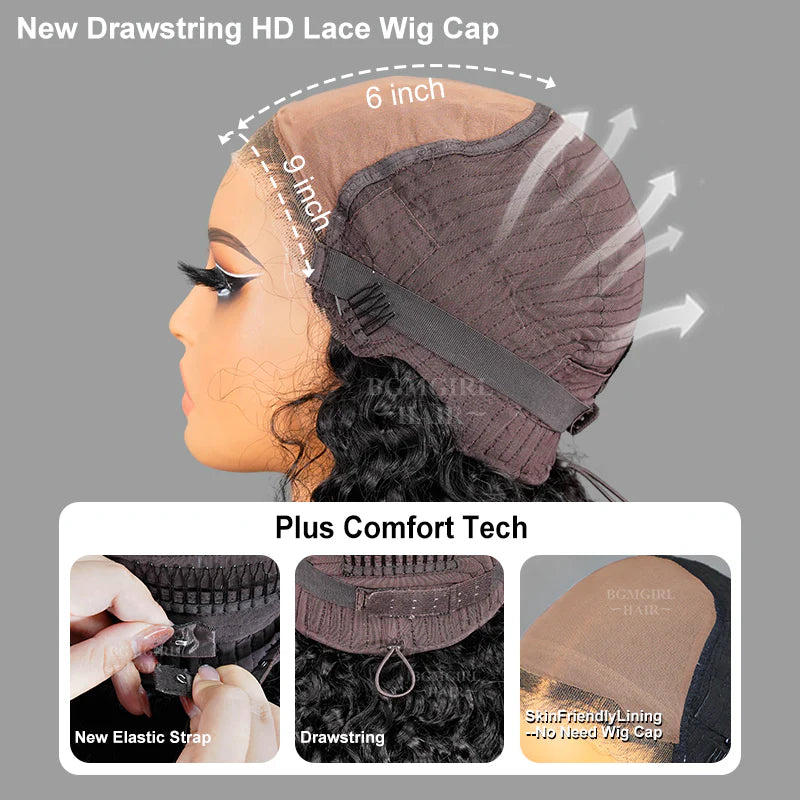 9x6 Burmese Curly M-cap Draw String Wear Go Wig HD Lace Bleached Knots Glueless Wig | BGMgirl Hair