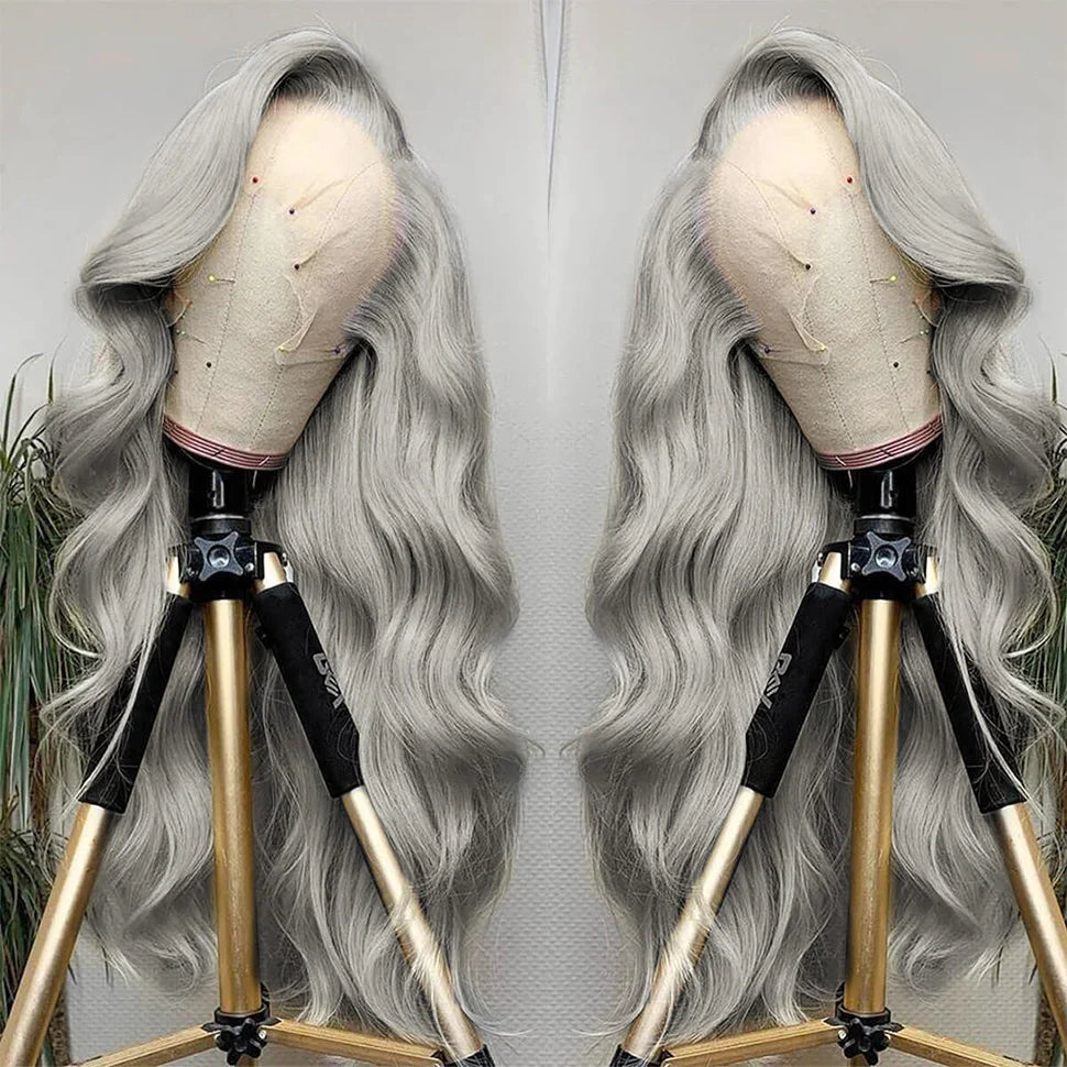 Grey Human Hair Body Wave Wig 13x4 HD Lace Frontal Wig Colored Human Hair Wigs For Women
