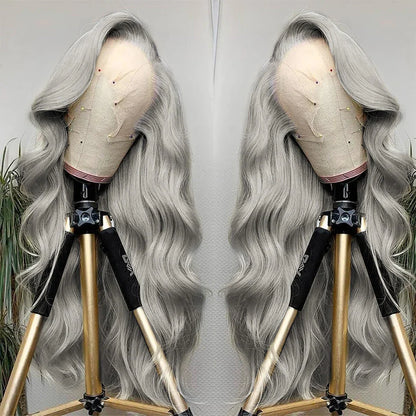 Grey Human Hair Body Wave Wig 13x4 HD Lace Frontal Wig Colored Human Hair Wigs For Women