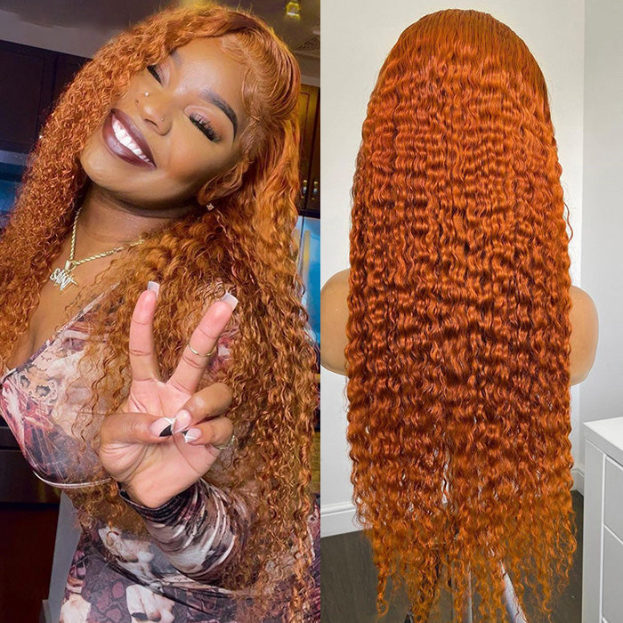 Orange Ginger Color 13x4/13x6 HD Lace Front Wigs Curly Human Hair Wig