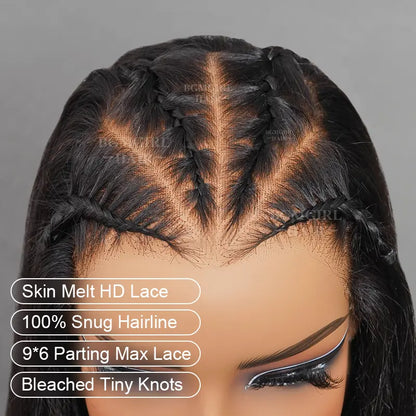 M-cap Straight 9x6 Wear Go Wig HD Lace Pre-Bleached Tiny Knots Pre-Plucked Natural Hairline Glueless Wig | BGMgirl Hair