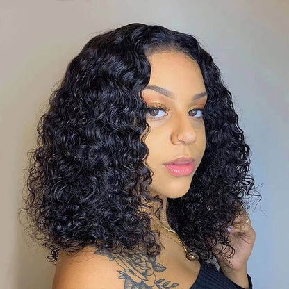Bob Wigs 4x4 Lace Closure Human Hair Wigs Pre Plucked Natural Color Human Bob Wigs With Bouncy Curly Hair