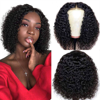Bob Wigs 4x4 Lace Closure Human Hair Wigs Pre Plucked Natural Color Human Bob Wigs With Bouncy Curly Hair
