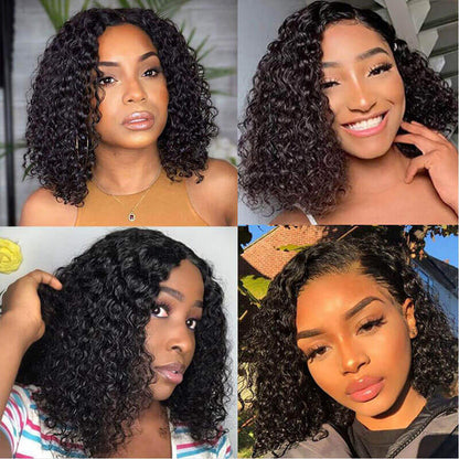 Bob Wigs 4x4 Lace Closure Human Hair Wigs Pre Plucked Natural Color Human Bob Wigs With Bouncy Curly Hair