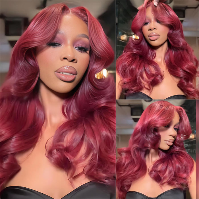 [BOGO] Burgundy Red 99J Body Wave/Straight 13x4 HD Lace Front Human Hair Wig Special Offer