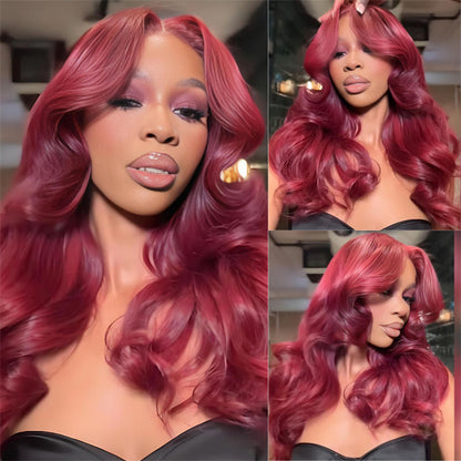 [BOGO] Burgundy Red 99J Body Wave/Straight 13x4 HD Lace Front Human Hair Wig Special Offer