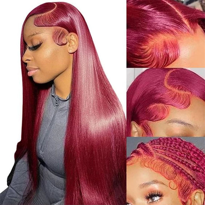 [BOGO] Burgundy Red 99J Body Wave/Straight 13x4 HD Lace Front Human Hair Wig Special Offer