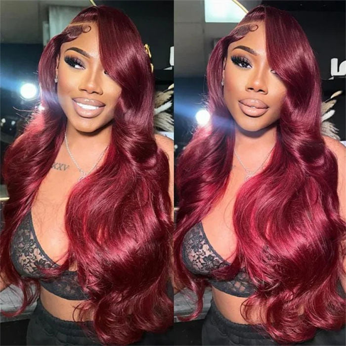 [BOGO] Burgundy Red 99J Body Wave/Straight 13x4 HD Lace Front Human Hair Wig Special Offer
