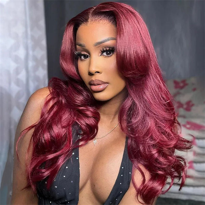 [BOGO] Burgundy Red 99J Body Wave/Straight 13x4 HD Lace Front Human Hair Wig Special Offer