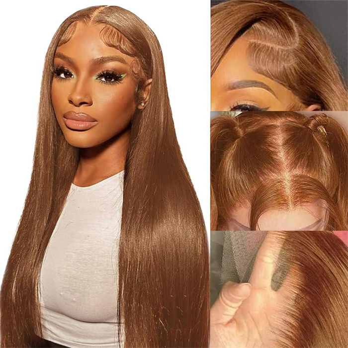 [BOGO] #30 Ginger Brown Straight/Body Wave Wig 100% Human Hair Auburn Color 13x4 HD Lace Front Wig Special Offer