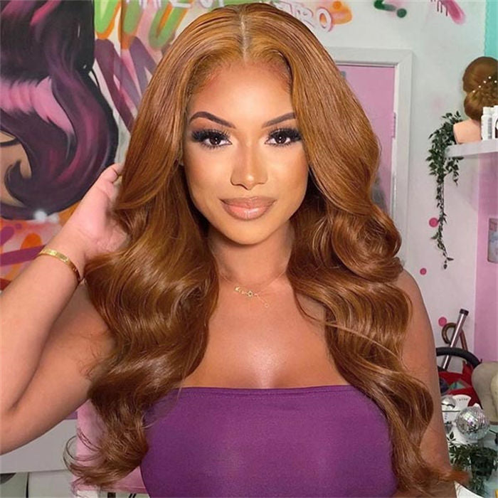 [BOGO] #30 Ginger Brown Straight/Body Wave Wig 100% Human Hair Auburn Color 13x4 HD Lace Front Wig Special Offer